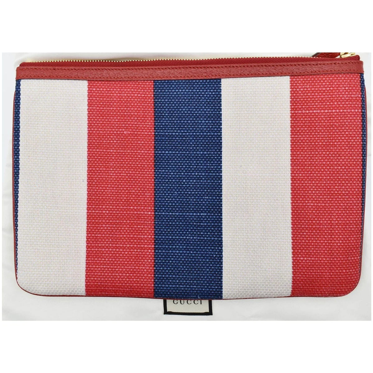 Pre-owned GUCCI Linea Merida Web Stripe Canvas Zip Pouch Multicolor 524788