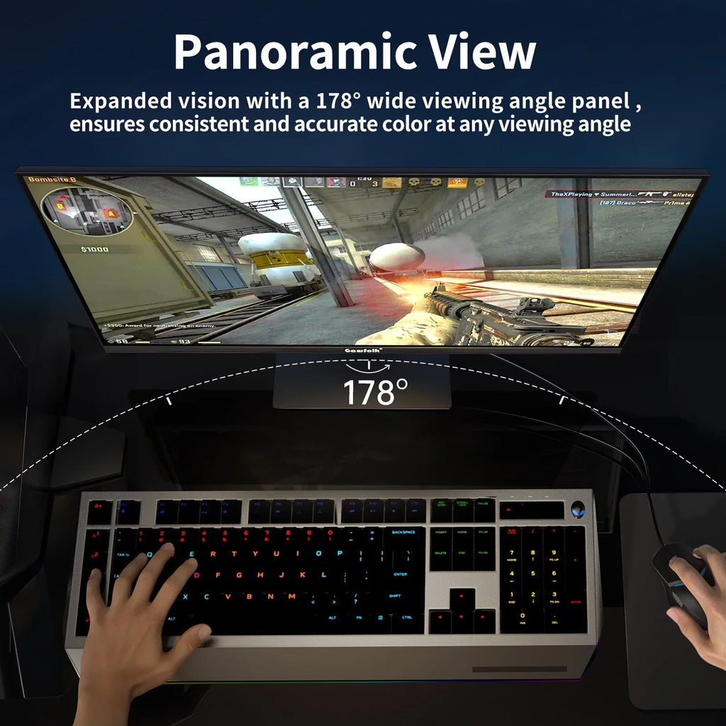 Gawfolk 27" PC Gaming Monitor 165Hz, Full HD 1080P Bezel-less Display Supports DP and HDMI (Black)