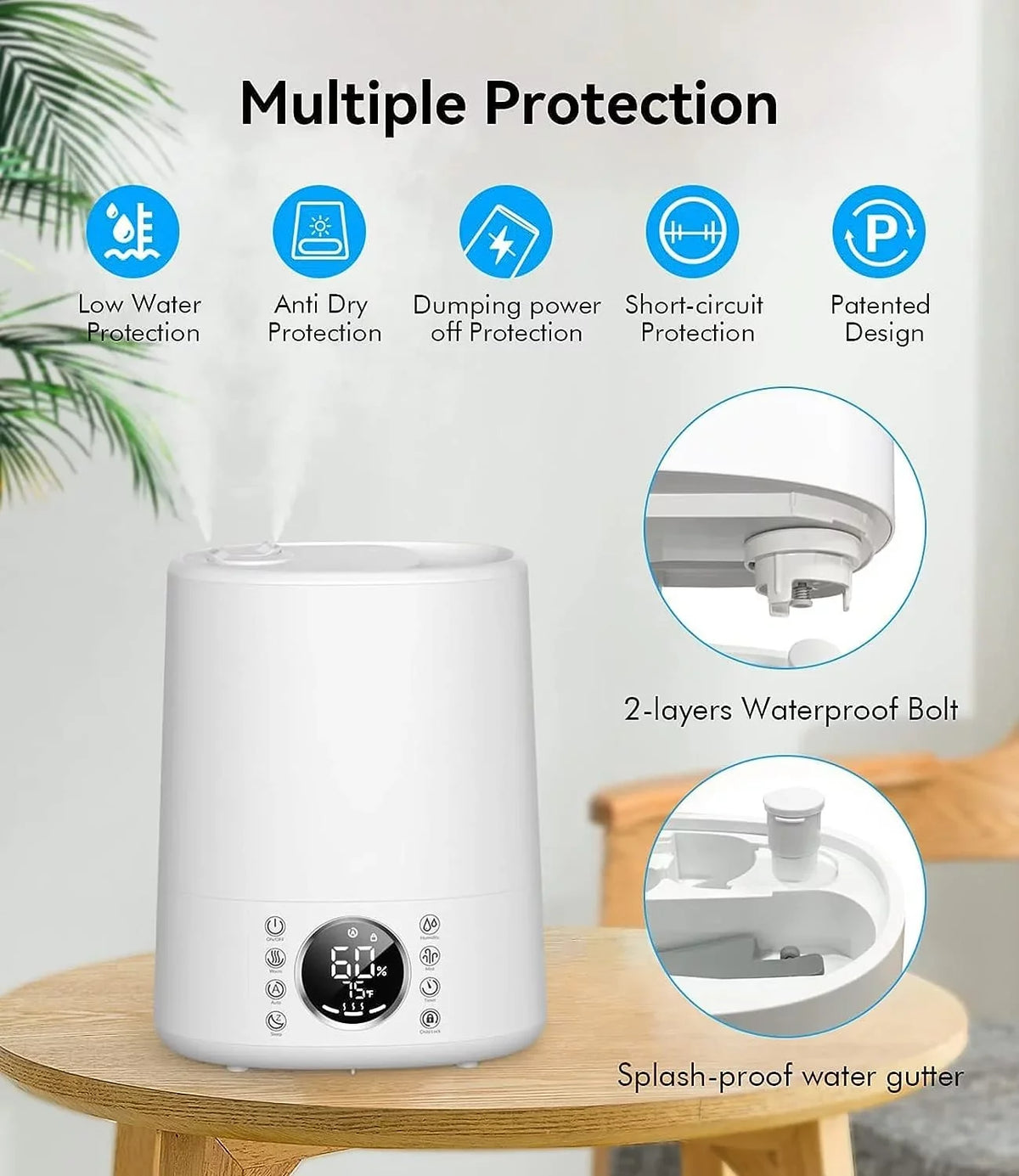 6L Vaporizer and Humidifiers for Bedroom Remote. Maxfavor Humidifiers for Room Warm and Cool Mist with Customized Humidity 861 sq ft