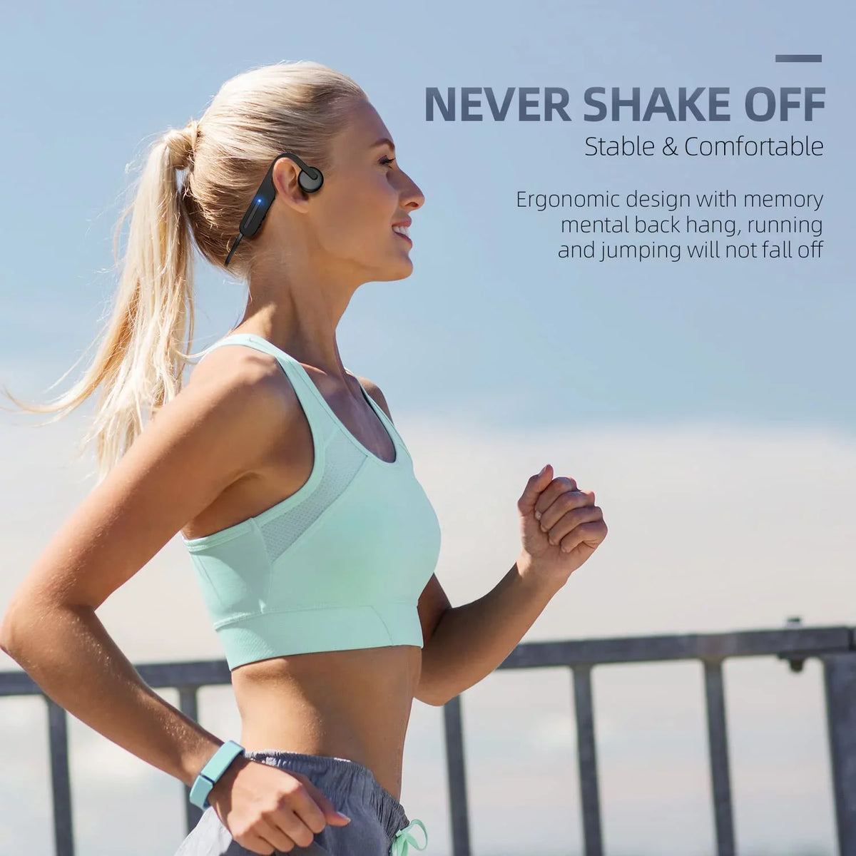 Bone Conduction Headphones, Open Ear Headphones, Bluetooth 5.0 Sports Wireless Earphones, Sweat immune Headset for Running, Cycling, Hiking, Driving