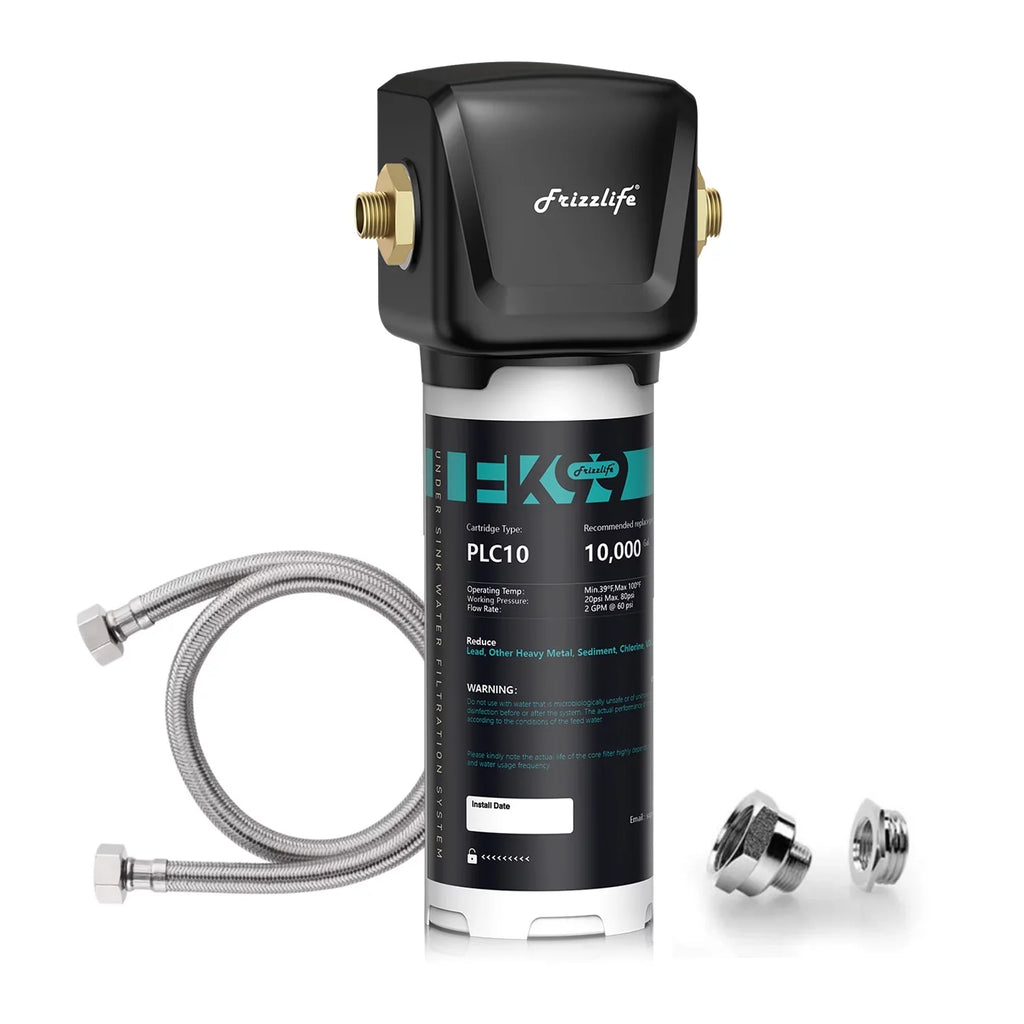 Frizzlife FK99 Under Sink moisture Filter System, 0.5 Micron, Remove 99.99% Lead, Chlorine, Bad Taste&Odor,High Capacity