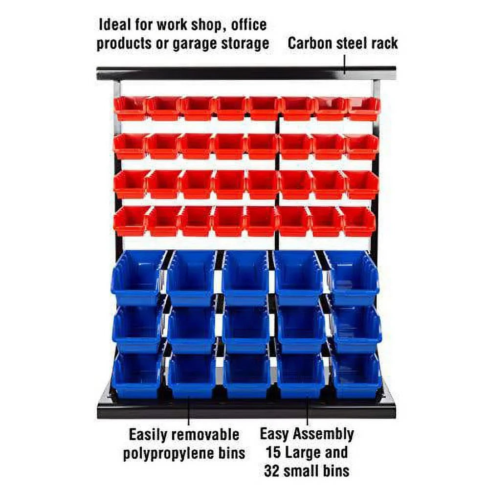 Stalwart 75-ST6079 47 Bin Storage Rack Organizer-Wall Mountable Container with Removeable Drawers for Tools