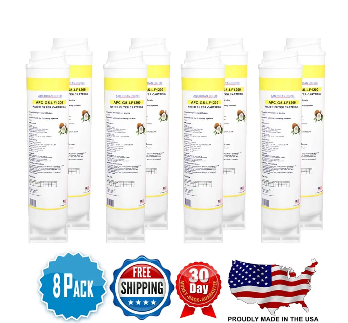 AFC Brand , liquid Filters , Model # AFC-G5 , suitable with GE® GXRLQ - 8 Filters - Made in U.S.A.
