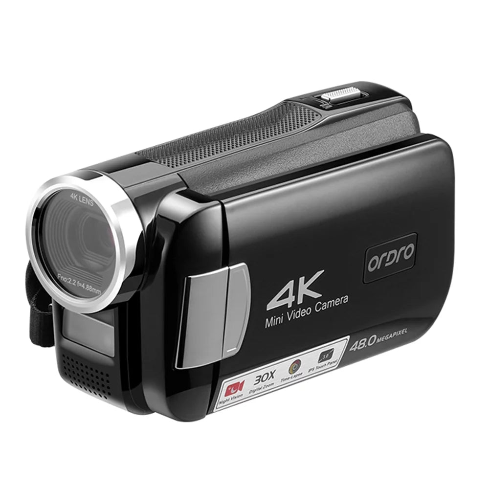 Carevas AC2 4K Digital Video DV Recorder 48MP 30X Digital Zoom IR 3.0 Inch IPS Touchscreen with Battery Remote Control Carry Bag