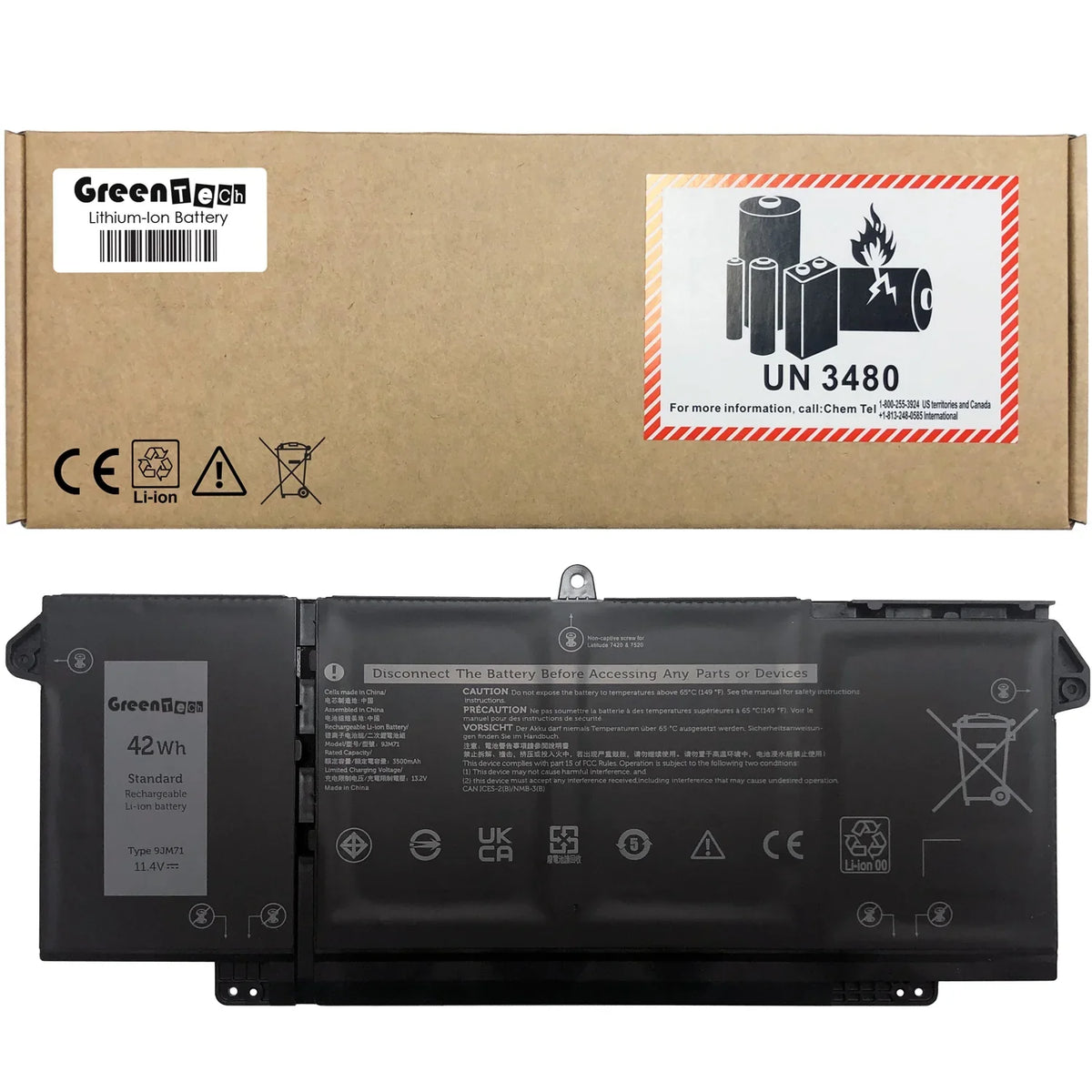 GREENTECH 9JM71 BATTERY FOR  LATITUDE 5320 7320 7420 7520 11.4V 42WHR GH5Y5