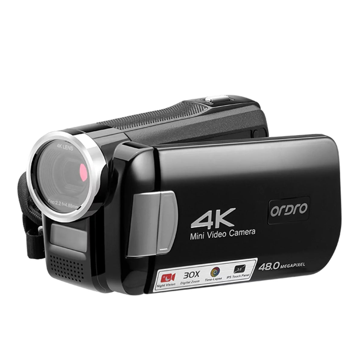 Carevas AC2 4K Digital Video DV Recorder 48MP 30X Digital Zoom IR 3.0 Inch IPS Touchscreen with Battery Remote Control Carry Bag