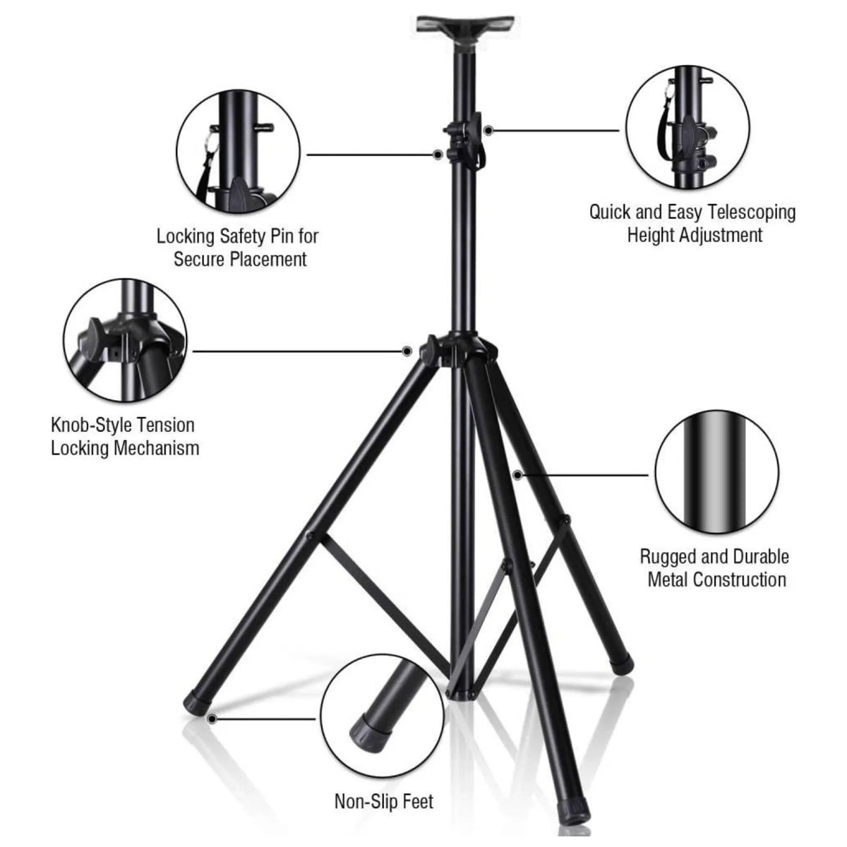 Norcent Universal PA Speaker Stand NSS-700 Mount Holder Heavy Duty Up To 120 Lbs