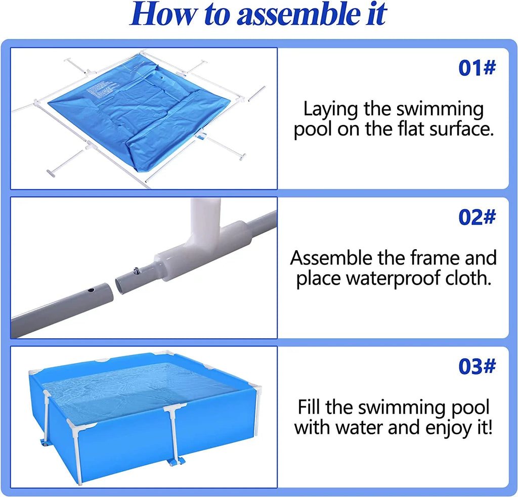 COVERONICS 59x59 Metal Frame Pool Summer - COVERONICS Swimming Pool for Summer aqua Play, Outdoor Indoor Pool Ball/Sand Pit for Backyard Party