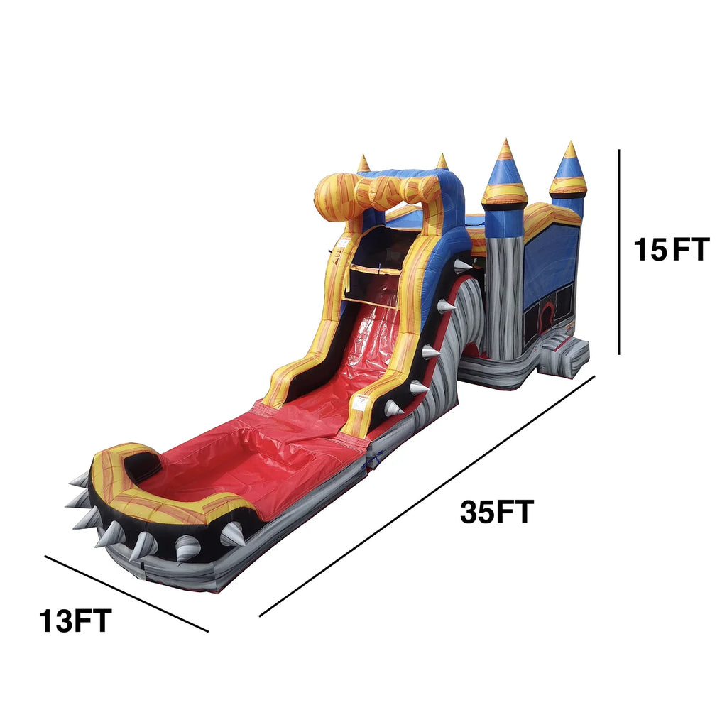 JumpOrange Titan Rocker Outdoor Commercial Grade Inflatable Bounce House aqua Slide with Splash Pool for Kids and Adults with Blower