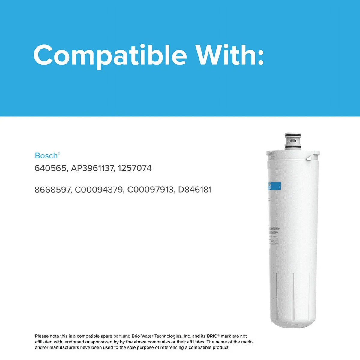 Brio 6026A Replacement Filter appropriate With Bosch 640565, 3M Cuno CS-52, EVOLFLTR10 AP3961137, Whirlpool WHKF-R-Plus