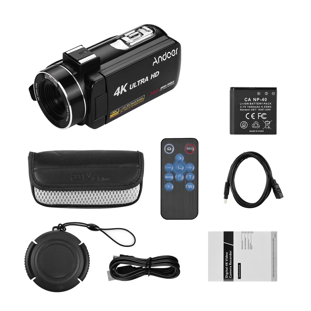 Andoer-2 Video Camera,Video Camera 4K Handheld DV 3.0 Inch IPS Camera 3.0 Inch IPS Monitor Burst DV Professional Video Function Inch IPS Monitor AINN ERYUE