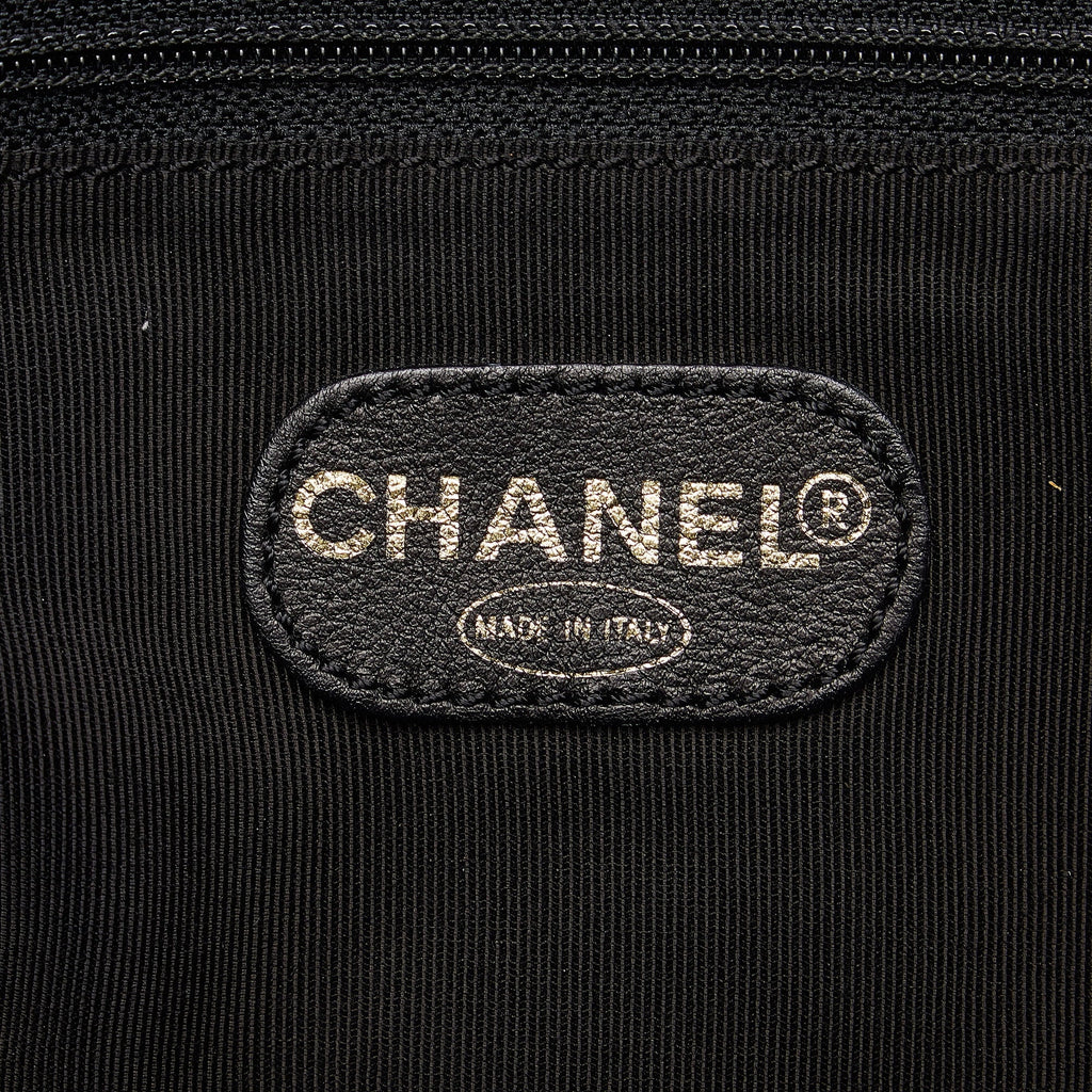 Pre-Owned Authenticated Chanel CC Tote Lambskin Leather Black Tote Bag Unisex (Good)