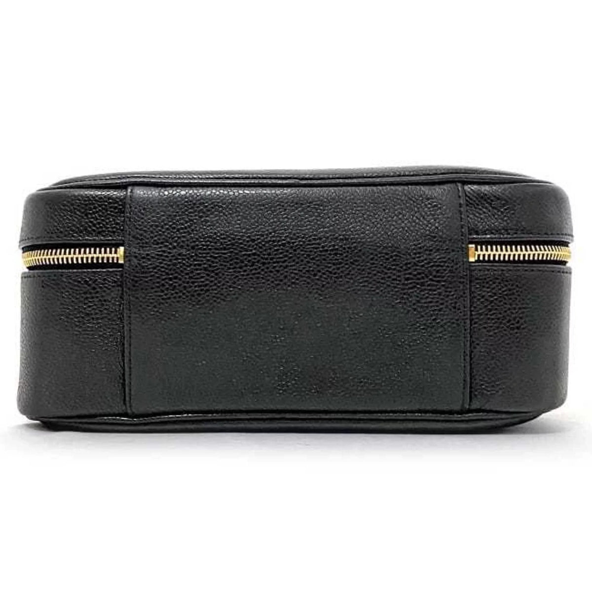Pre-Owned Chanel Handbag Vanity Bag Black Gold Cocomark A07061 Leather GP Caviar Skin 4th CHANEL Stitch (Good)
