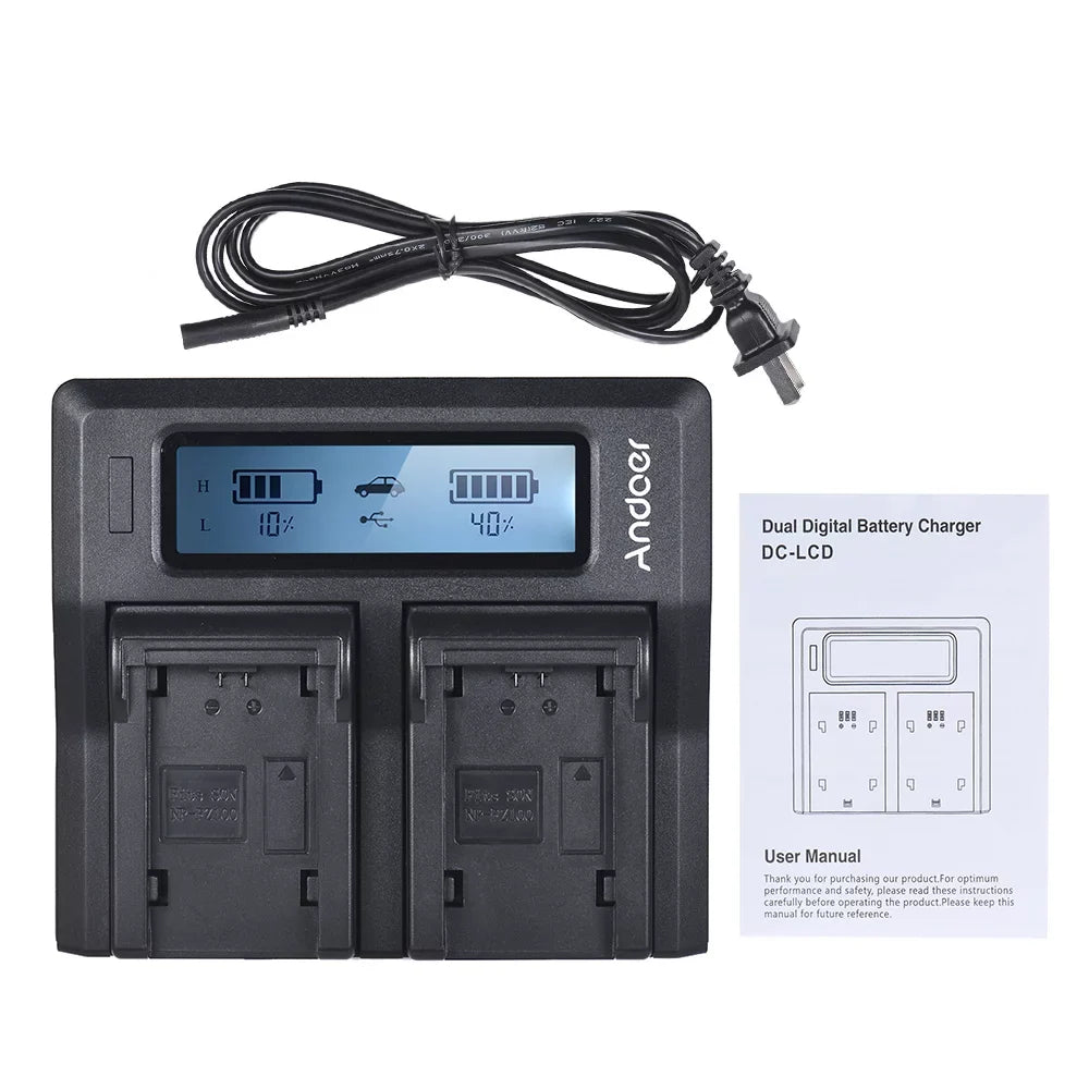 Andoer NP-FZ100 Dual Channel LCD Camera Battery Replacement for  A7III A9 A7RIII A7SIII