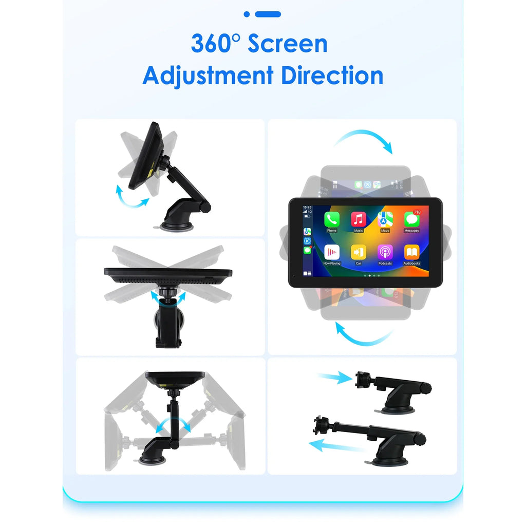 GPS Navigation  Carplay AUX FM Car Radio Stereo Head Unit 7" Touchscreen 360° Adjustable Portable Mirror Link Android Auto Monitor Player