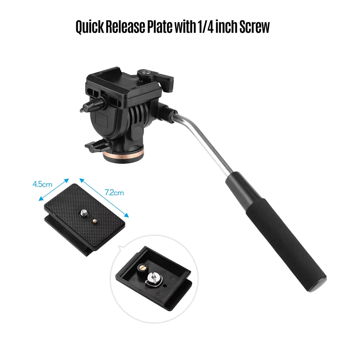 Docooler Professional Camera Video Fluid Drag Pan Head Damping Tripod Head 6kg Load Capacity with Handle 1 4 Inch Quick Release Plates suitable with DSLR Cameras Camcorders