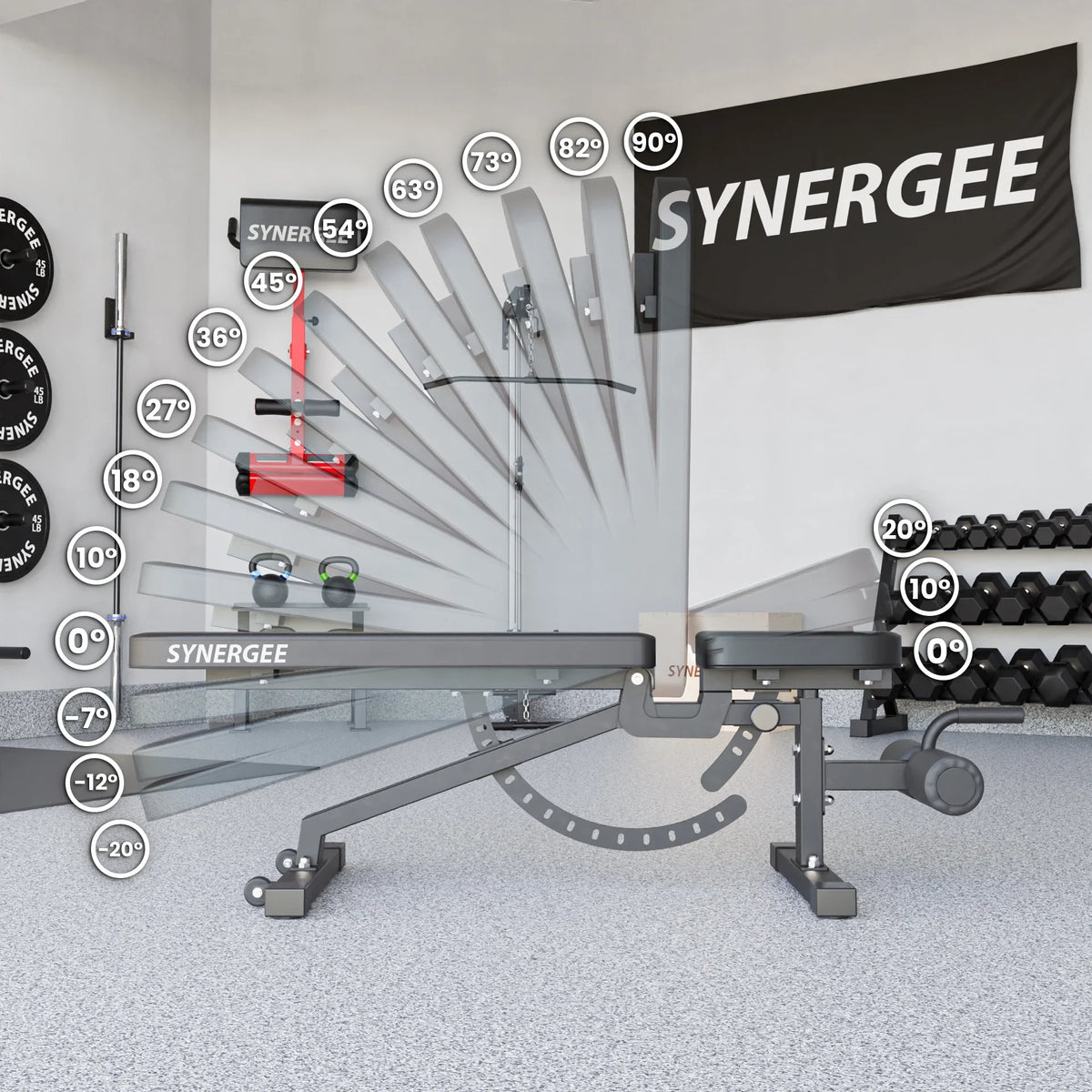 top-notch for Commercial, Garage and Home Gym.. Weight Bench for Dumbbell & Barbell Press Exercises & Workouts. Synergee Adjustable Incline Decline Workout Bench
