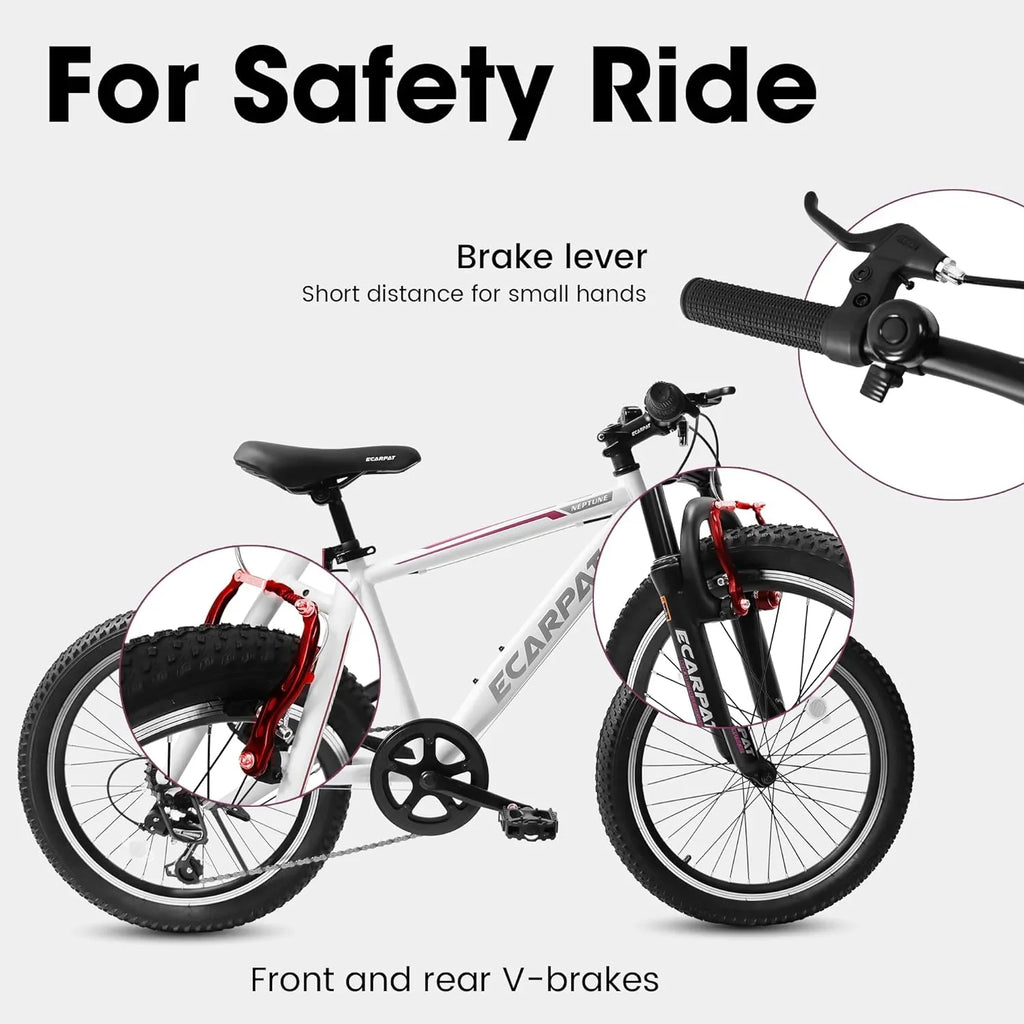 Ecarpat  Kids’ Bike 20 Inch Wheel, 20 Inch Mountain Bike 7-Speed, Boys Girls Child Kids’ Bicycles