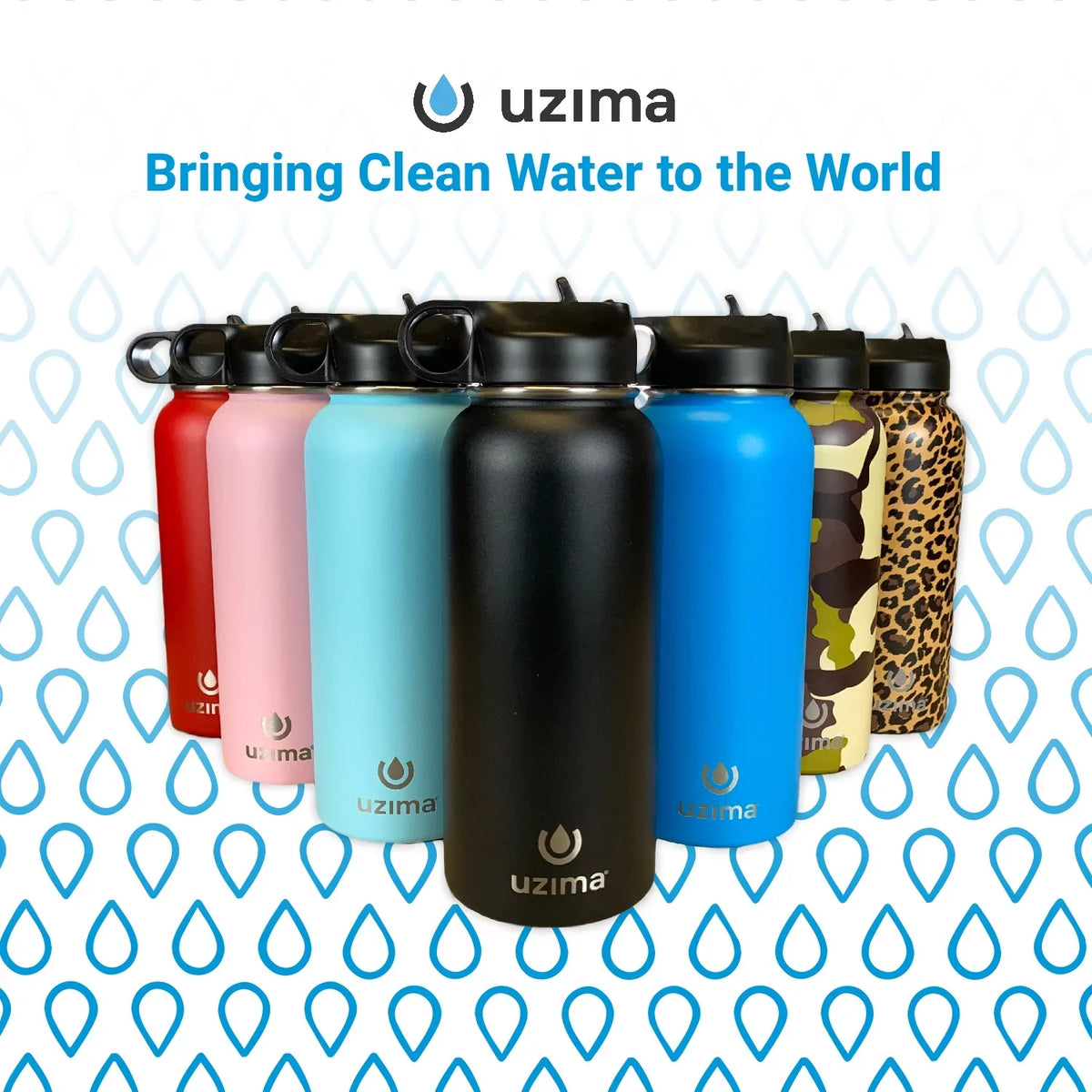 (Blue). Large 32oz Capacity with Double-Walled Stainless Steel Exterior. aqua Purification on the Go. Uzima - Z-Source Filtered liquid Bottle for Hiking, Backpacking, Camping, and Travel