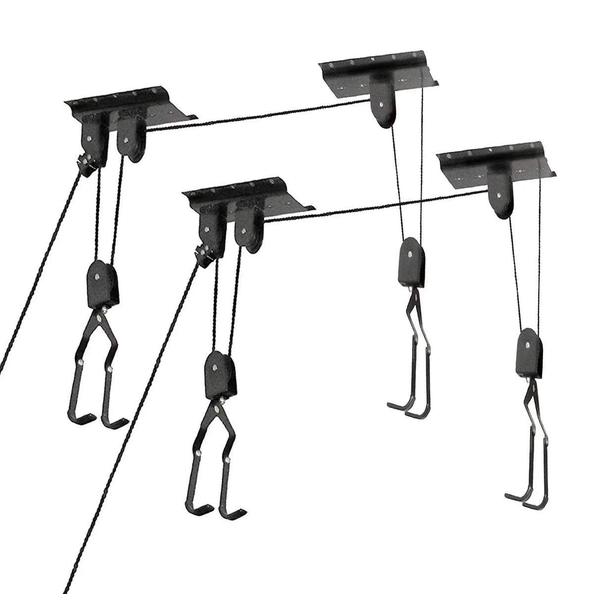 excellent WORKING TOOLS Bike Hoist for Garage Ceiling Mount Pulley System Bike Storage, 55 Lbs Limit, Set Of 2 Bike Hangers for Garage Storage