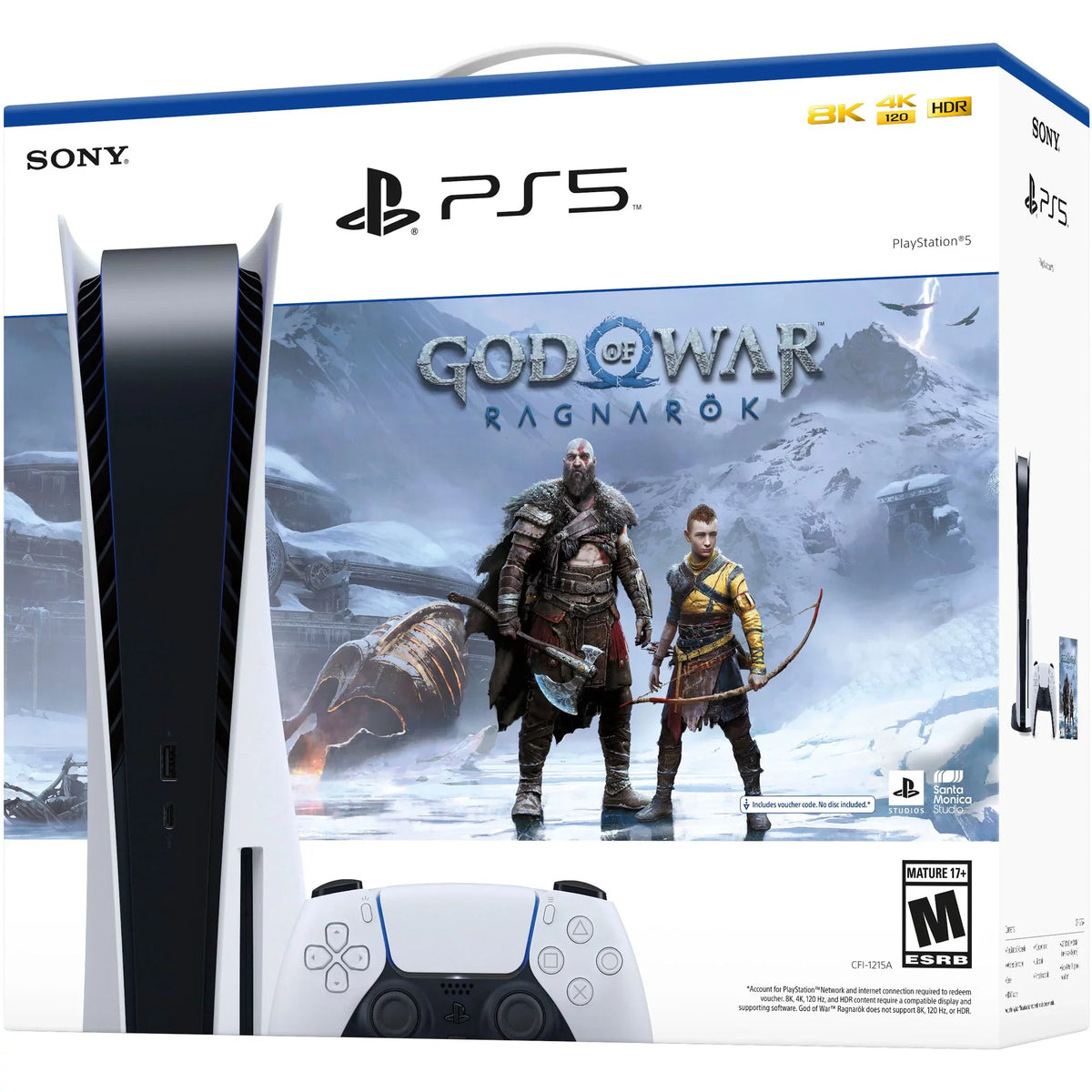 PlayStation_PS5 Video Game Console (Disc Edition) – God of War Ragnarök Bundle –with Extra White Dualsense Controller, Cefesfy