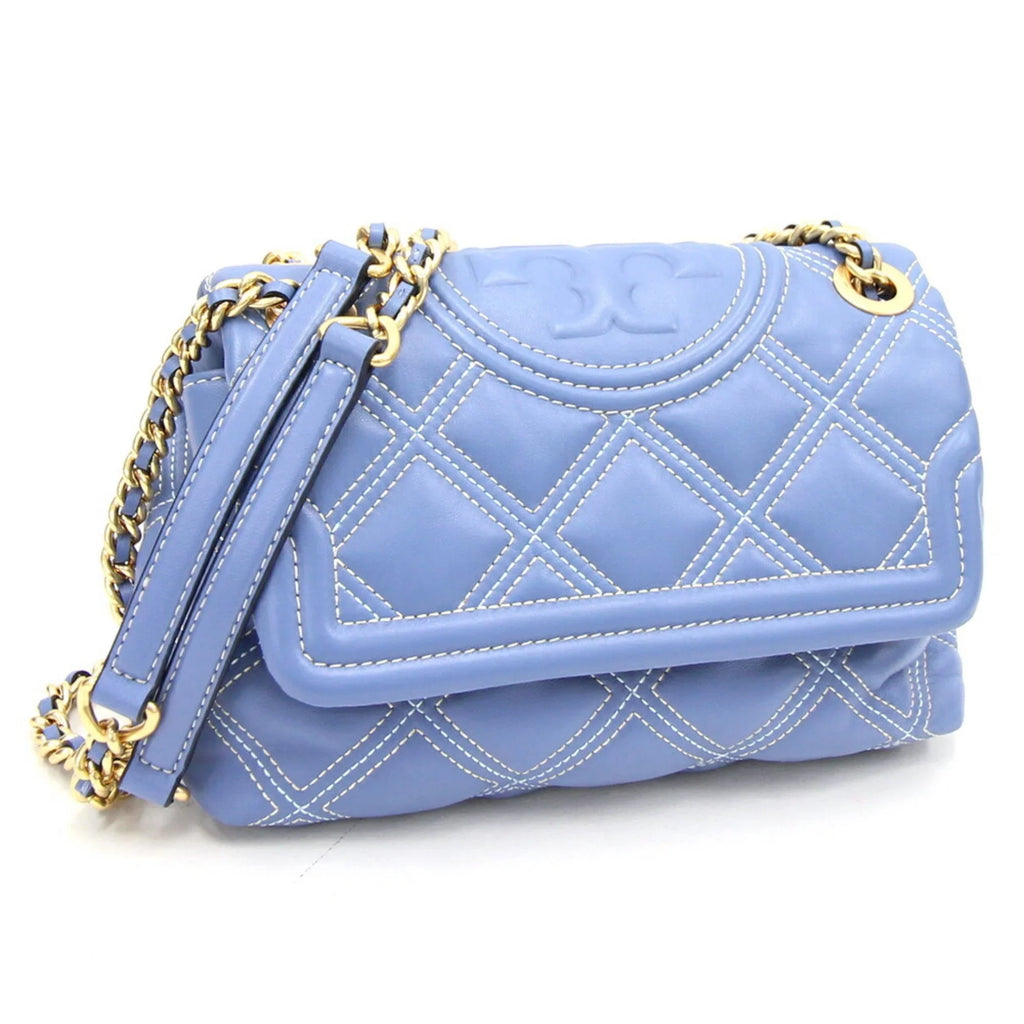 Pre-Owned Tory Burch shoulder bag Fleming soft contrast stitch convertible 64424 light blue leather chain ladies FLEMING SOFT CONTRAST STITCH CONVERTIBLE TORY BURCH (Like New)