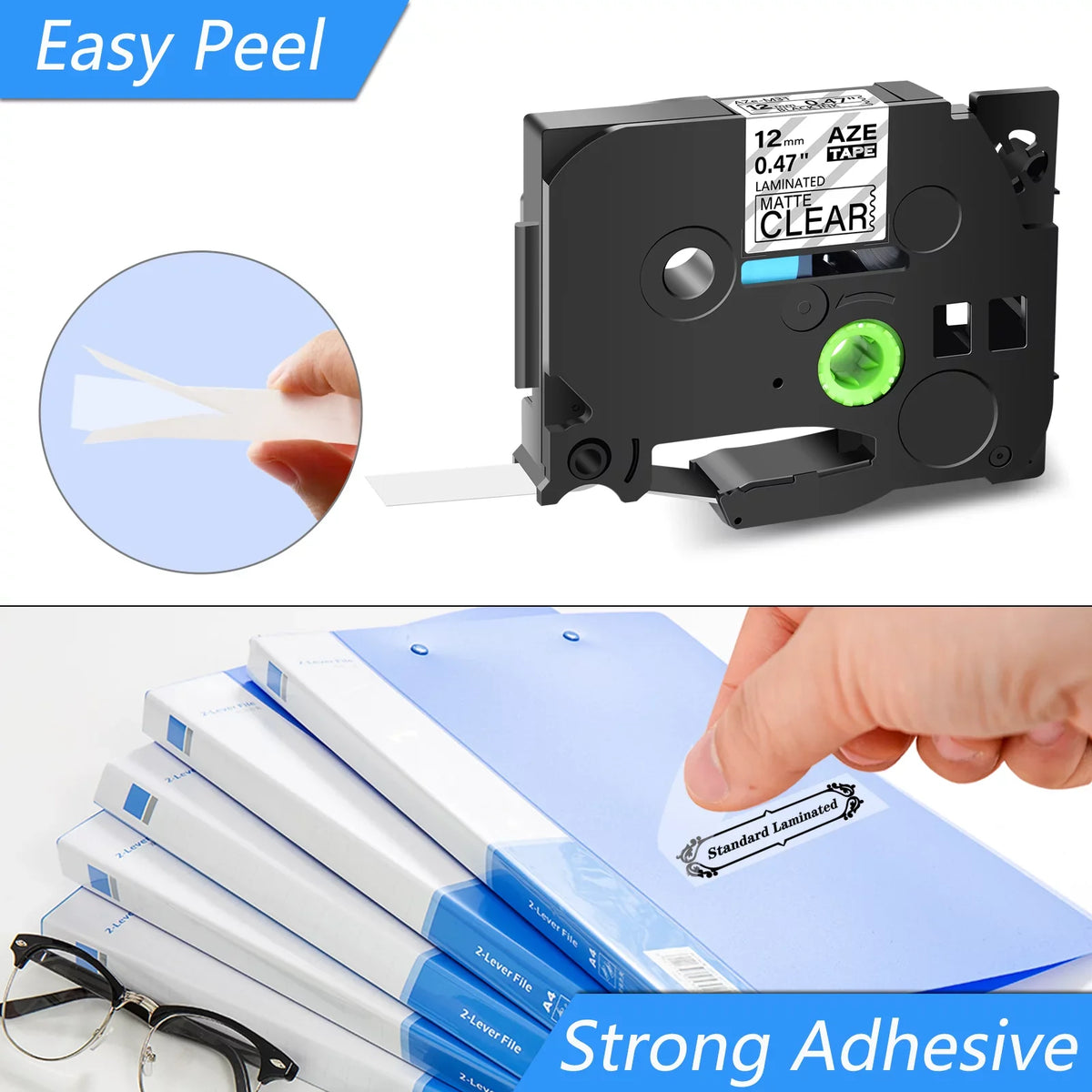 GREENCYCLE 5PK matching for Brother P-touch Black on Matte Clear 12mm 0.47" TZe-M31 TZ-M31 TZM31 TZeM31 Laminated Label Tape