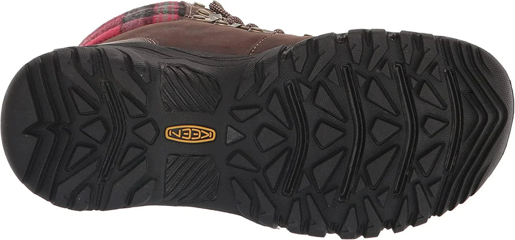KEEN Greta Insulated Waterproof Boots for Ladies - Dark Brown/Red Plaid - 7.5M