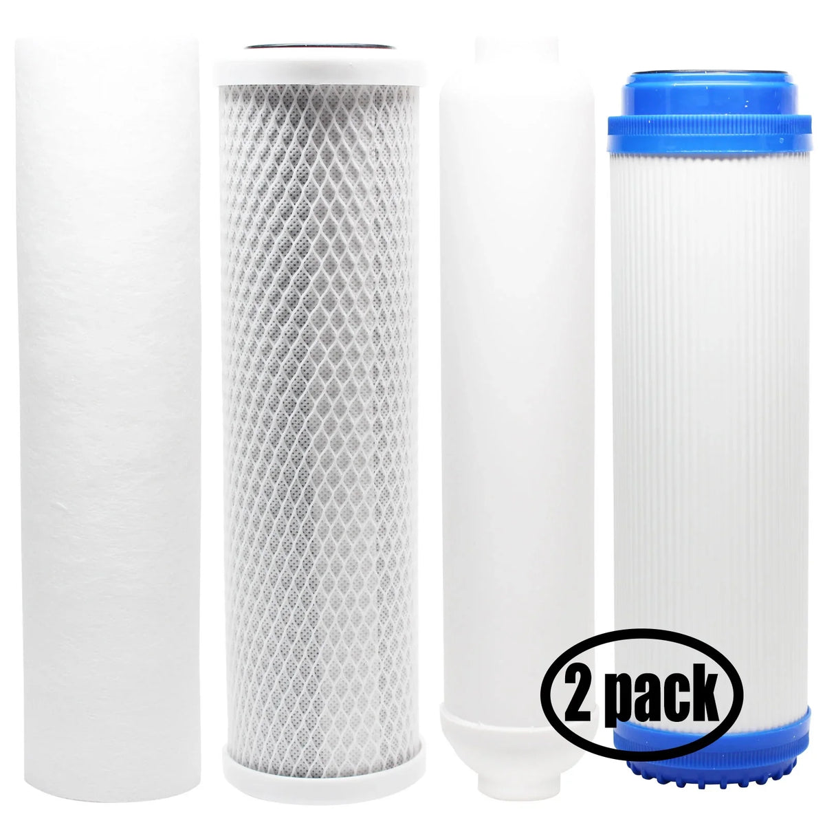 2-Pack Replacement for Filter Kit for AMPAC USA APRO-ALK RO System - Includes Carbon Block Filter, PP Sediment Filter, GAC Filter & Inline Filter Cartridge - Denali Pure Brand