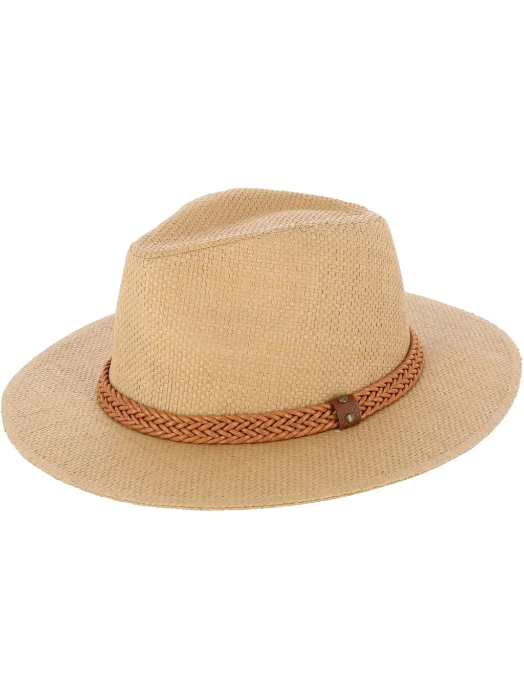 Epoch Hats Company  Panama Straw Fedora Hat with Faux Leather Band (Women)