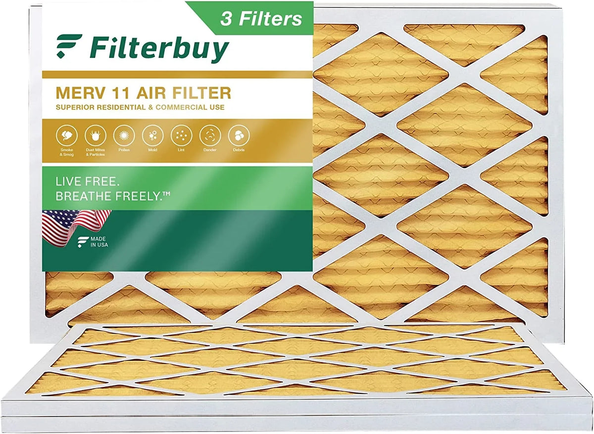 Filterbuy 16x36x1 MERV 11 Pleated HVAC AC Furnace Air Filters (3-Pack)