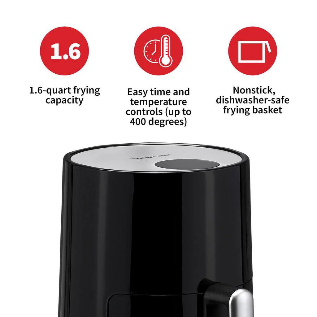 Magic Chef® 1.6 Quart Snack-Sized Compact Manual Air Fryer for Healthy Cooking with Dishwasher Safe Basket - Black