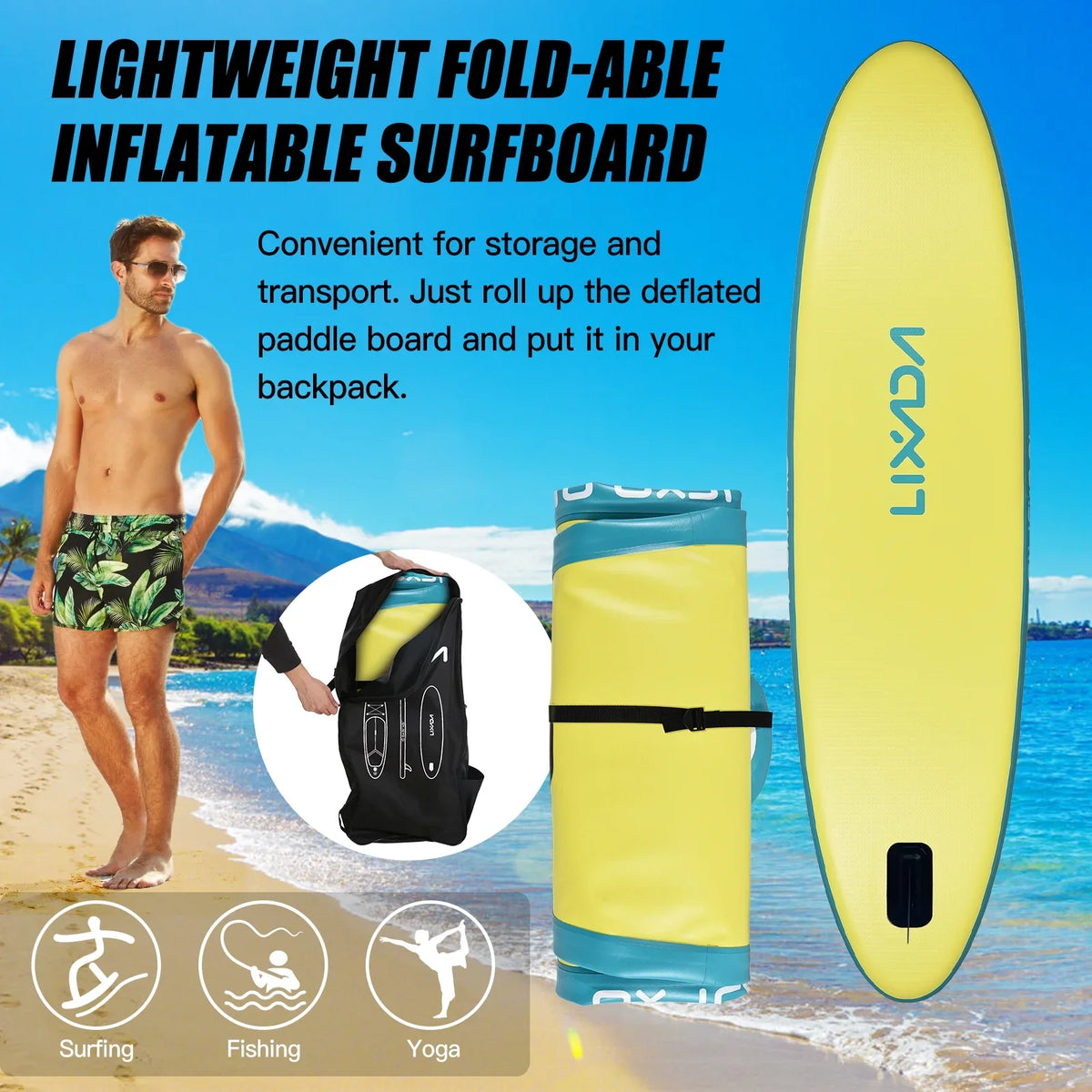 Lixada Surfboard Set, Inflatable Paddle Board for aqua with Travel Backpack