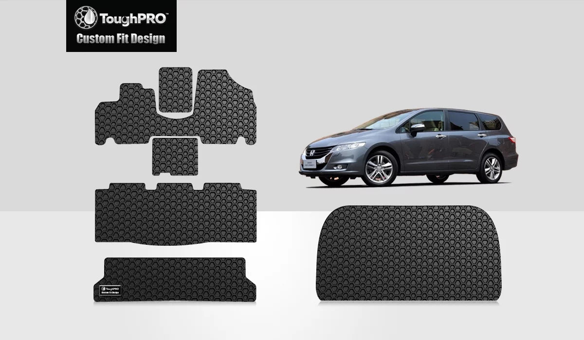 ToughPRO - Full Set with Cargo Mats matching with HONDA Odyssey - All elements Heavy Duty (Made in USA) - Black Rubber - 2010