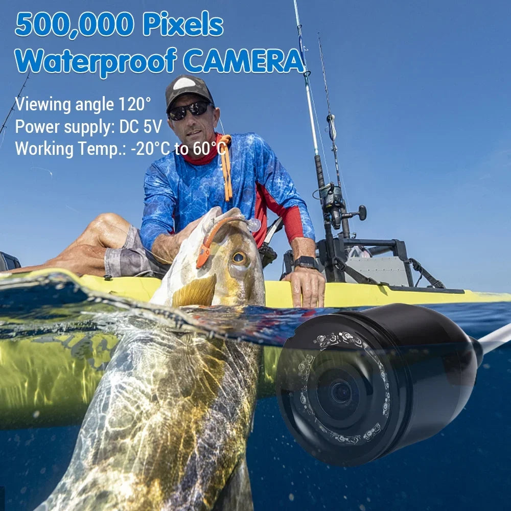 Underwater Fishing Camera 5in LCD , 120° Wide Angle, 500,000 Pixels, 8 Pcs IR Night Vision Suitable for River/Ice Fishing