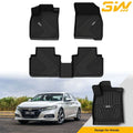 3W Custom Fit All elements Floor Mats for Honda Accord 2023-2024 (Hatchback, Coupe, Sedan) - Heavy Duty TPE, Front & Rear 2 Rows (Including Hybrid Model), Black
