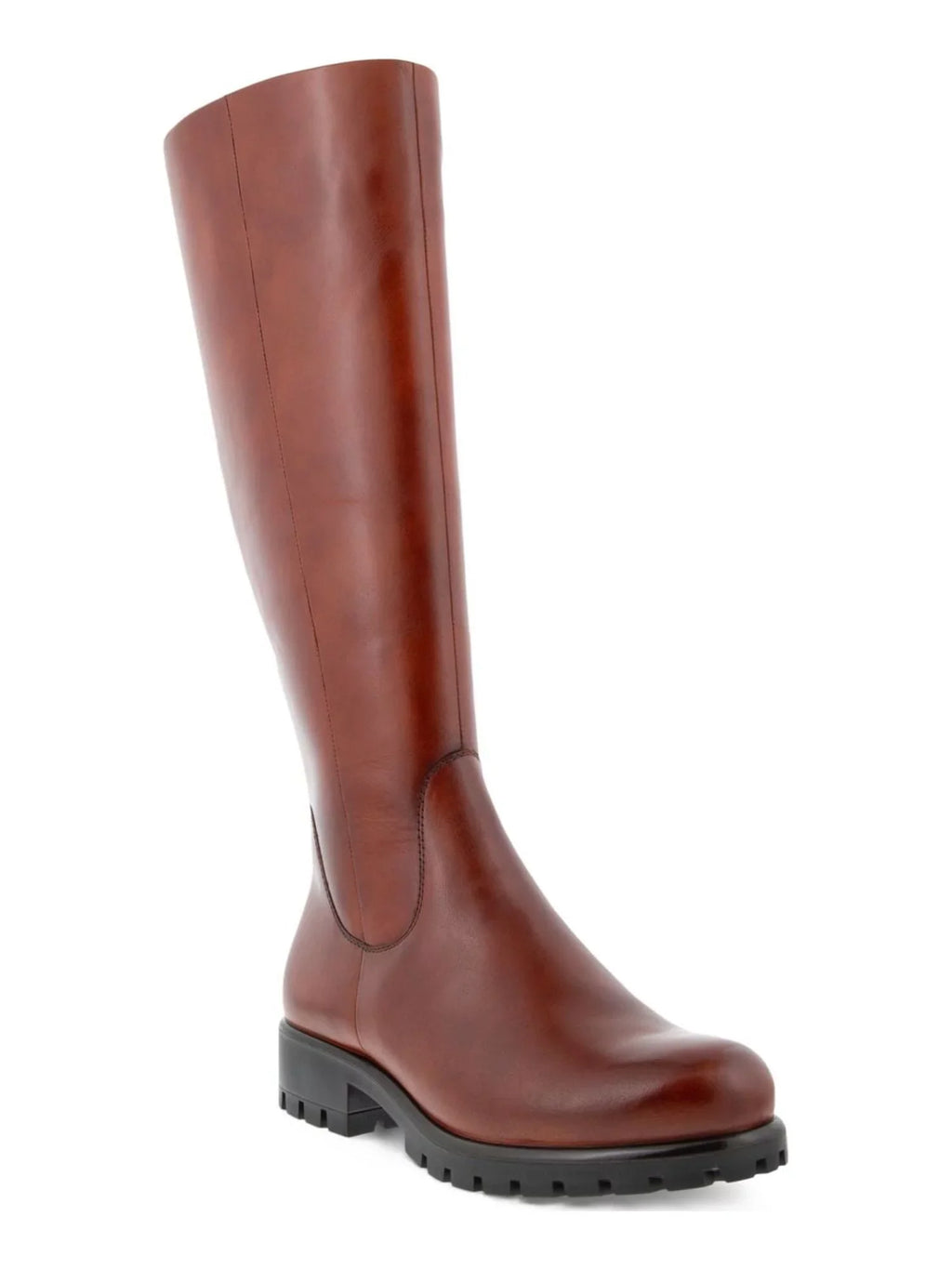 ECCO Womens Cognac Brown Back Zip For Calf Width Adjustment moisture protected Modtray Round Toe Block Heel Zip-Up Leather Boots Shoes 38