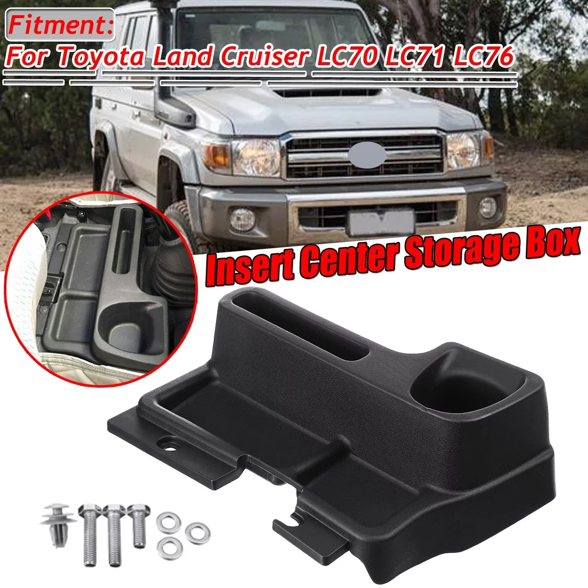 Car Center Console Organizer Box Replacement for  Land Cruiser LC70 LC71 LC76, Interior Centre Console Storage Box, Black