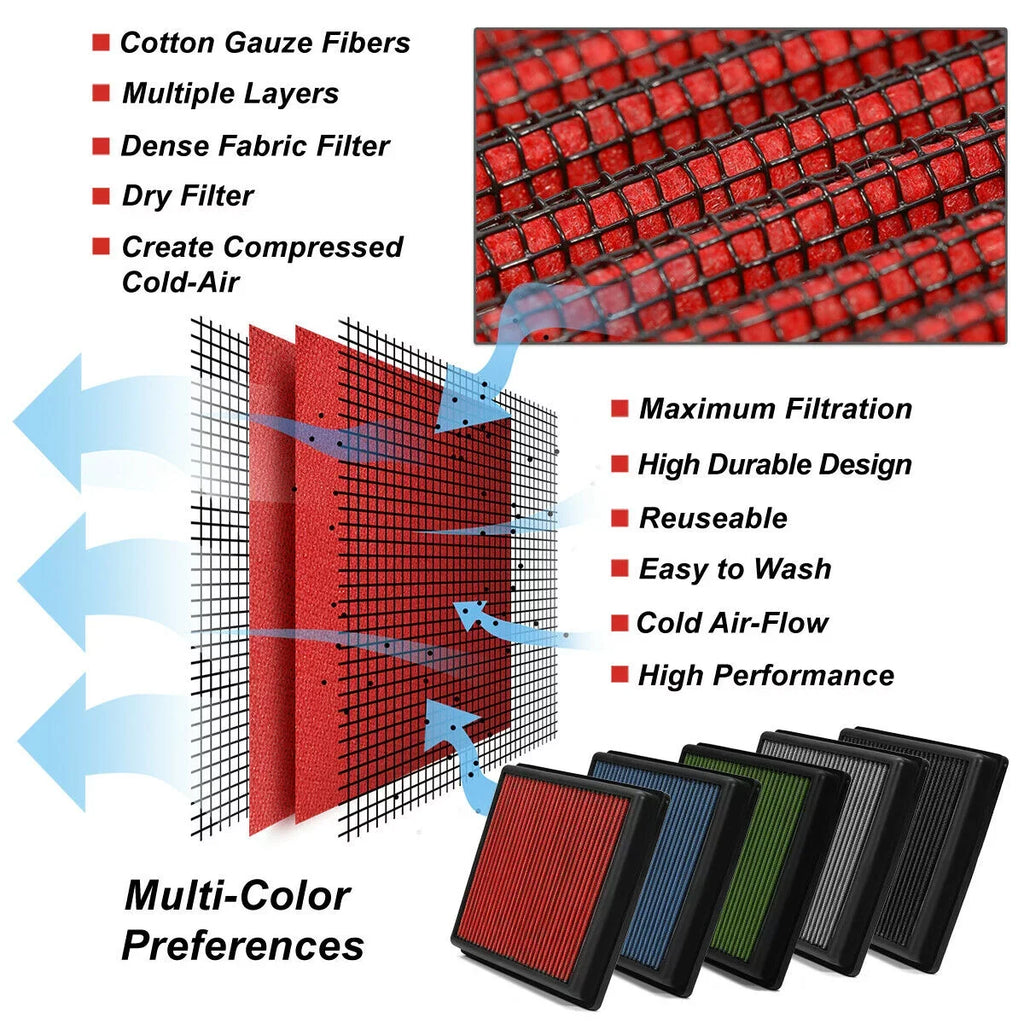For 2010-2016 Lexus  3.5 Reusable Drop-In Dry Panel Air Filter Red
