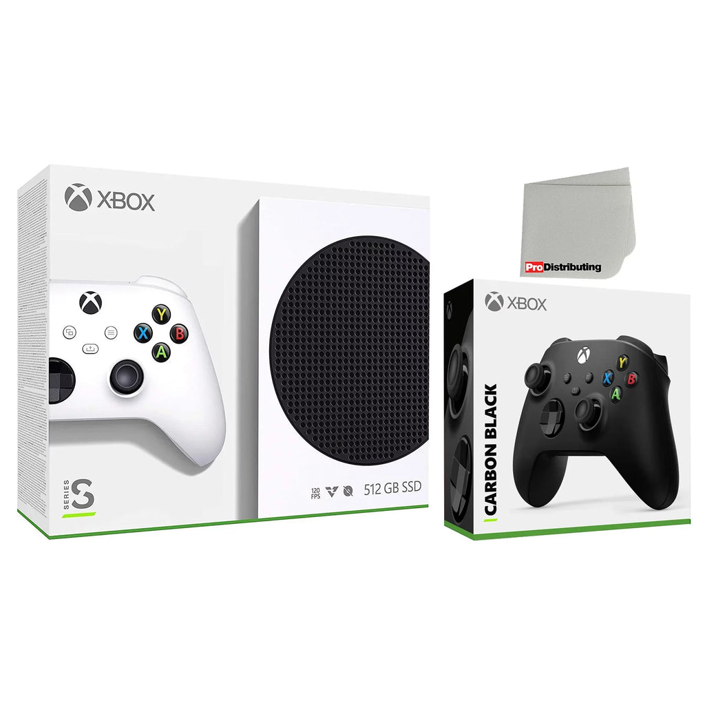 Xbox Series S 512GB Digital Console with Extra Carbon Black Controller and Microfiber Cleaning Cloth