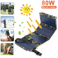 JLLOM 2Pcs 80W USB Solar Panel Folding Portable Power Bank Outdoor Hiking Phone Charger Kit
