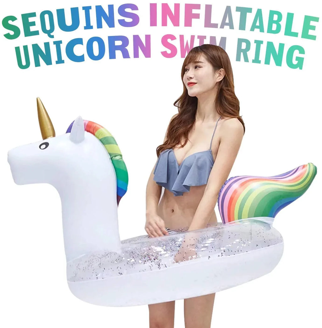 Blossom Glitter Sequins Animal Pool Floats, Inflatable Unicorn Ring Pool Float, Swimming Pool Ring, Pool Inflatables for Kids and Adults, Pool Toys Inflatable, moisture Float | 48 Inch