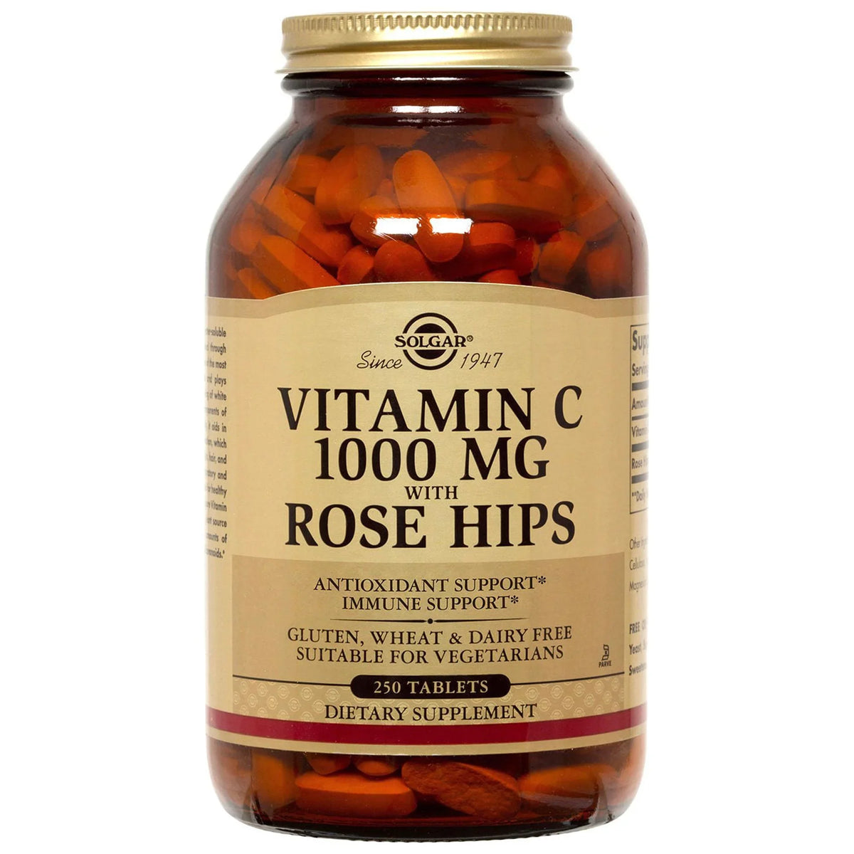 Solgar Vitamin C with Rose Hips 1000 mg - 250 Tablets