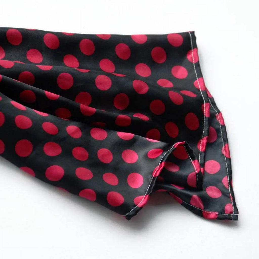Blancho Red Spots & Black Base Lovely Super Soft Silk Scarf/Wrap/Shawl(Small)