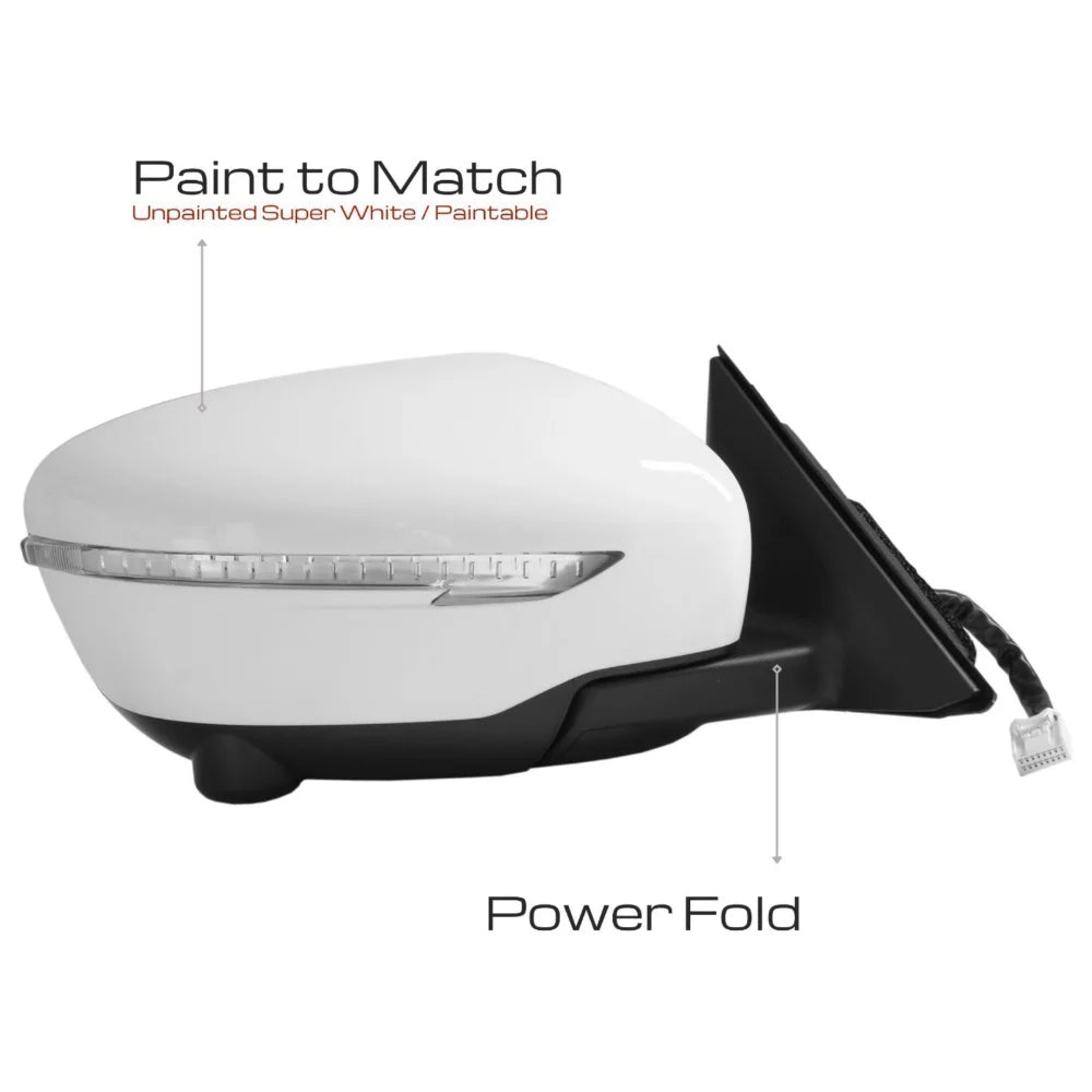 For Nissan 14-19 Rogue Passenger Side Mirror W/ Camera Power Fold Blinker 13Pin Fits select: 2014-2018 NISSAN ROGUE S/SL/SV