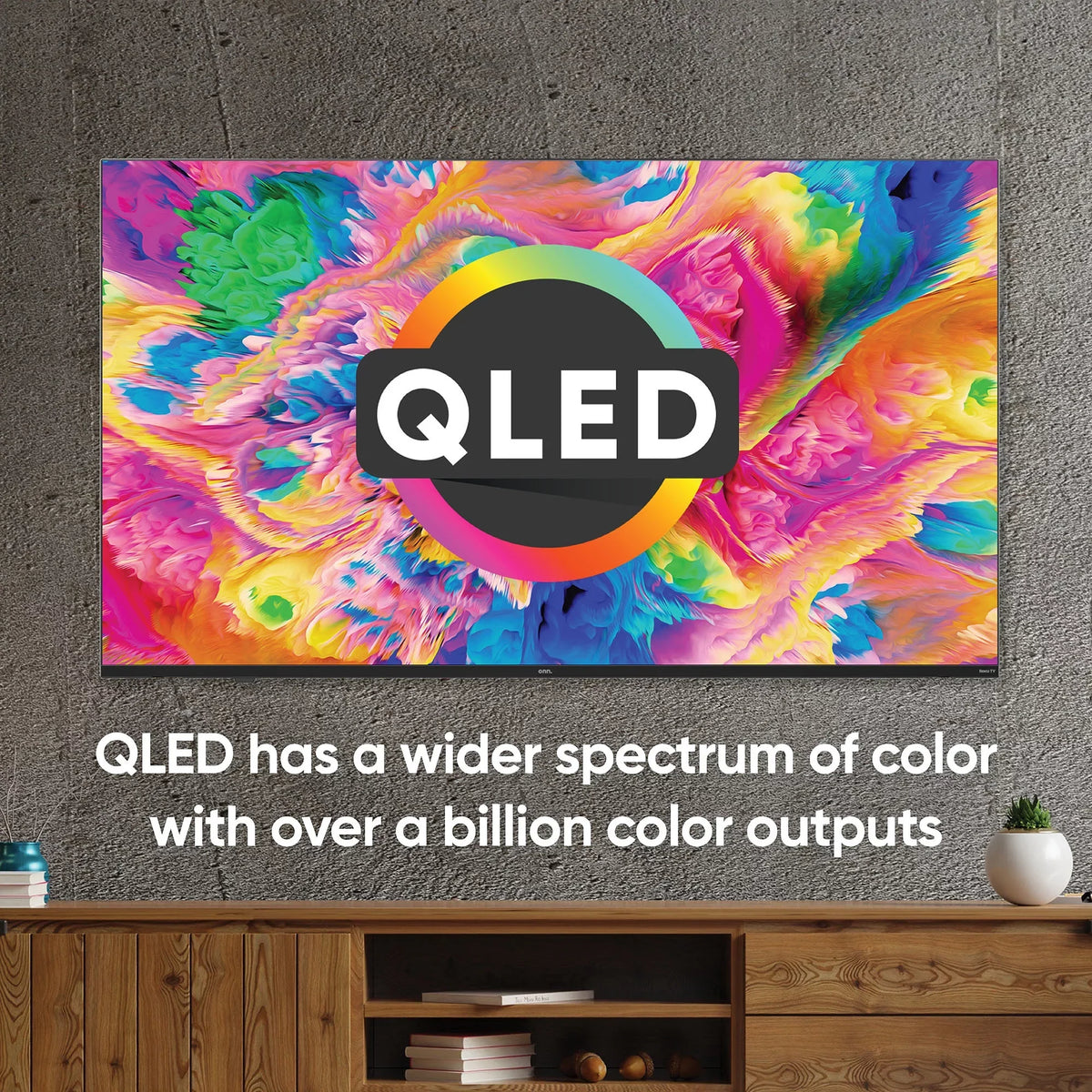50” QLED 4K UHD (2160p) Roku Smart TV with Dolby Atmos, Dolby Vision, Local Dimming, 120hz Effective Refresh Rate, and HDR (100071700). onn