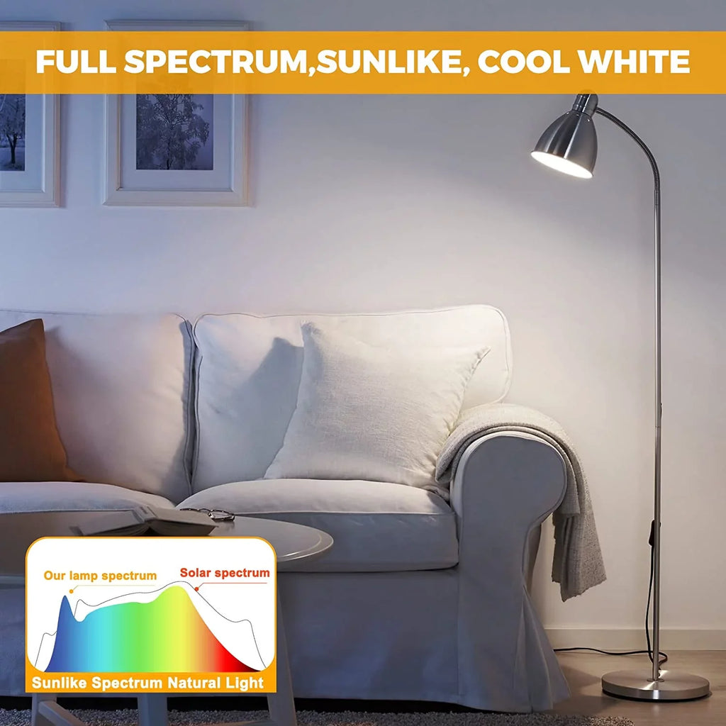 YANSUN Full Spectrum Light Bulb, 8W BR30 Premium Bulb 65W Equivalent Bright Happy LED Bulb Boosts Energy Mood & Performance Supports Circadian Rhythm Comfortable Daylight 5000K Dimmable, 6 Pack
