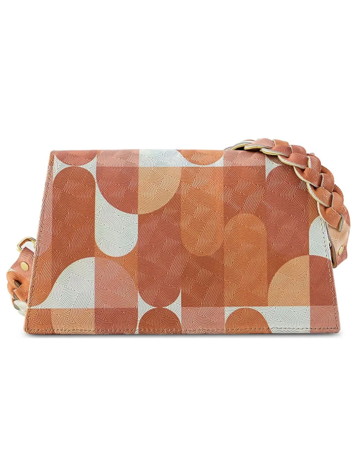 ANIMA IRIS Women's Beige Neutral Picasso Zaya Leather Patterned Single Strap Handbag Purse