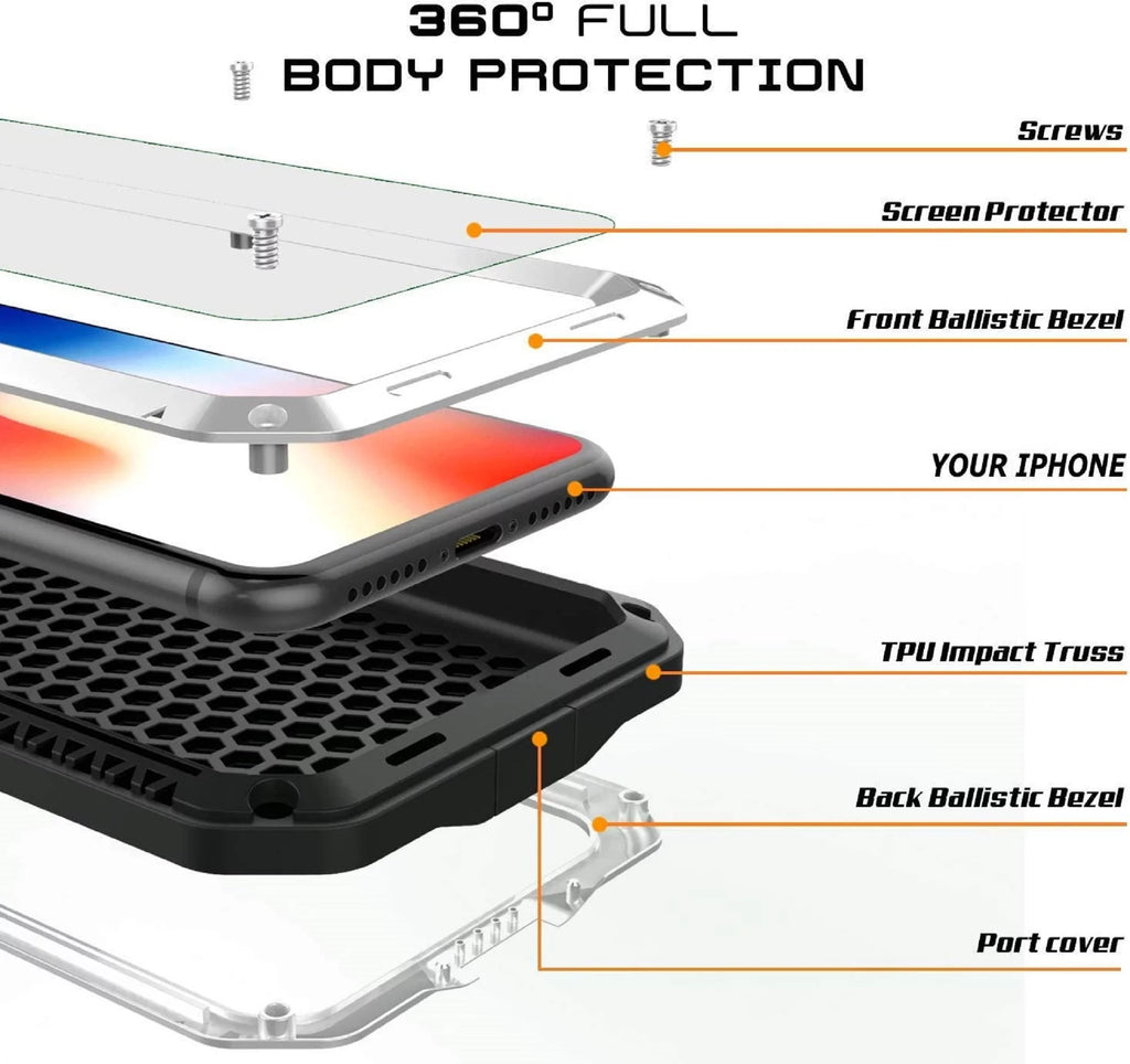Gorilla Glass Aluminum Metal iPhone 5s Case (Silver) Heavy Duty Military Grade Shockproof and Scratch immune Protection, Rugged Outdoor Travel