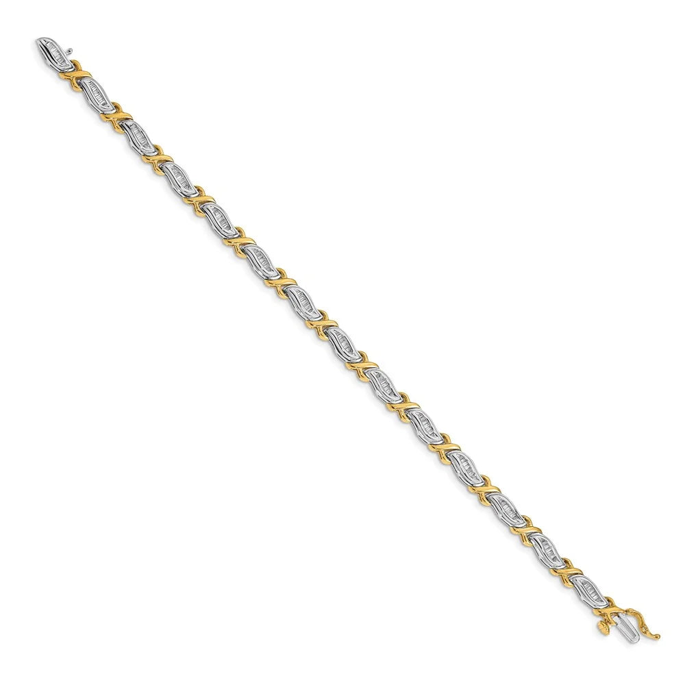 Baguette Diamond Bracelet QBM4615-100-WYA. 14k Two-Tone 1ct